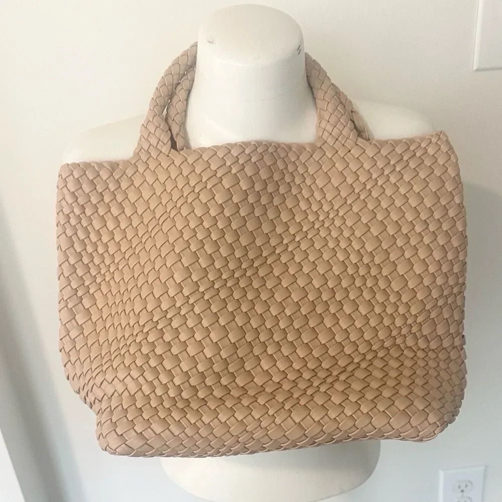 Vegan Leather Tan Hand Held Tote Bag